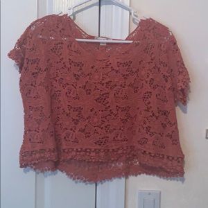 Coral Lace Crop Top